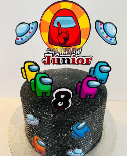 Among Us Cake Topper | Among Us Birthday Cake Decoration | Gaming Party Supplies | Impostor Theme Birthday Ideas | Personalised Among Us Party Decor
