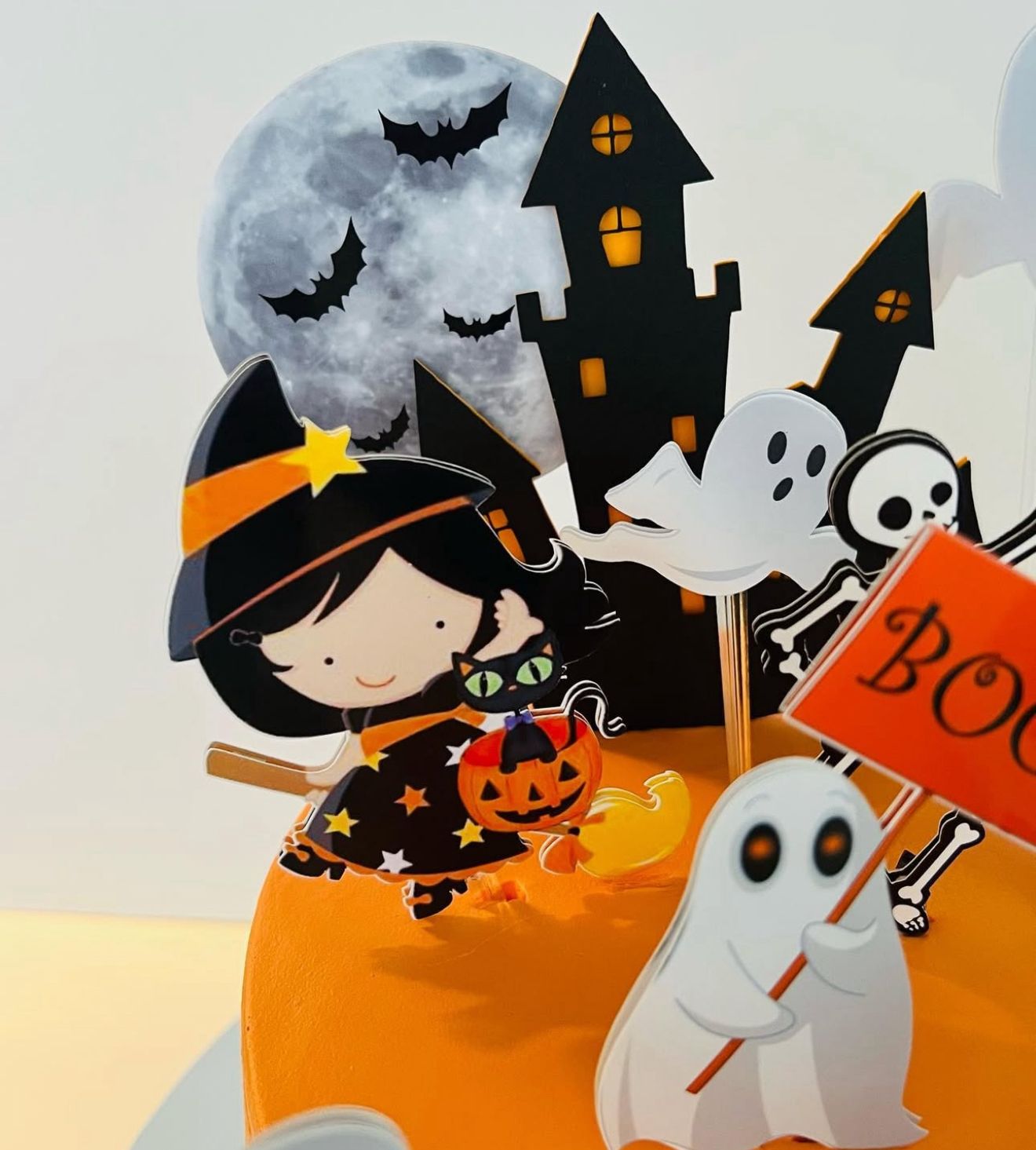 Halloween Cake Topper | Spooky Birthday Cake Decoration | Haunted House Party Supplies | Ghosts and Witches Theme Birthday Ideas | Personalised Halloween Party Decor