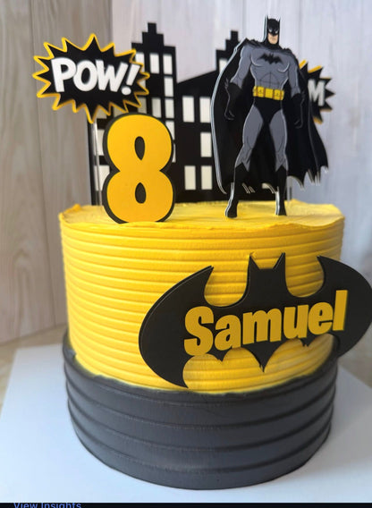 Batman Cake Topper | Batman Birthday Cake Decoration | Superhero Party Supplies | Gotham City Theme Birthday Ideas | Personalised Batman Party Decor