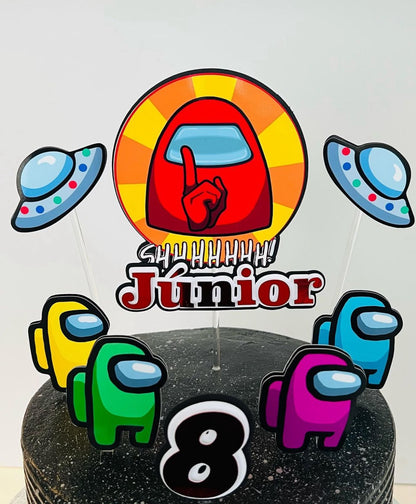Among Us Cake Topper | Among Us Birthday Cake Decoration | Gaming Party Supplies | Impostor Theme Birthday Ideas | Personalised Among Us Party Decor