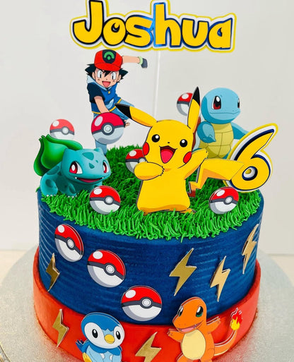 Pokémon Cake Topper | Pikachu Birthday Cake Decoration | Pokémon Party Supplies | Ash and Pokéball Theme Birthday Ideas | Personalised Pokémon Party Decor