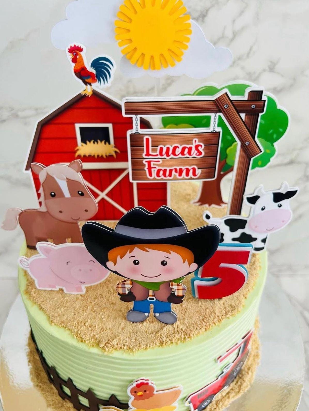 Boy Farmer Cake Topper | Boys Farmer Birthday | Boys Farmer Party Decor | Cute Farmer Cake Topper | Farm Themed Cake Topper