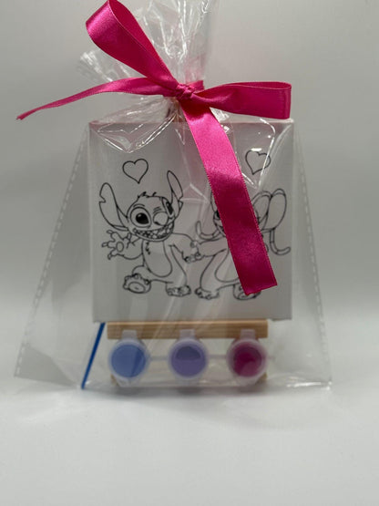 Stitch and Angel Party Favour Mini Colouring Canvas | Stitch Angel Party Supplies | Stitch Angel Birthday | Stitch & Angel Party Filler