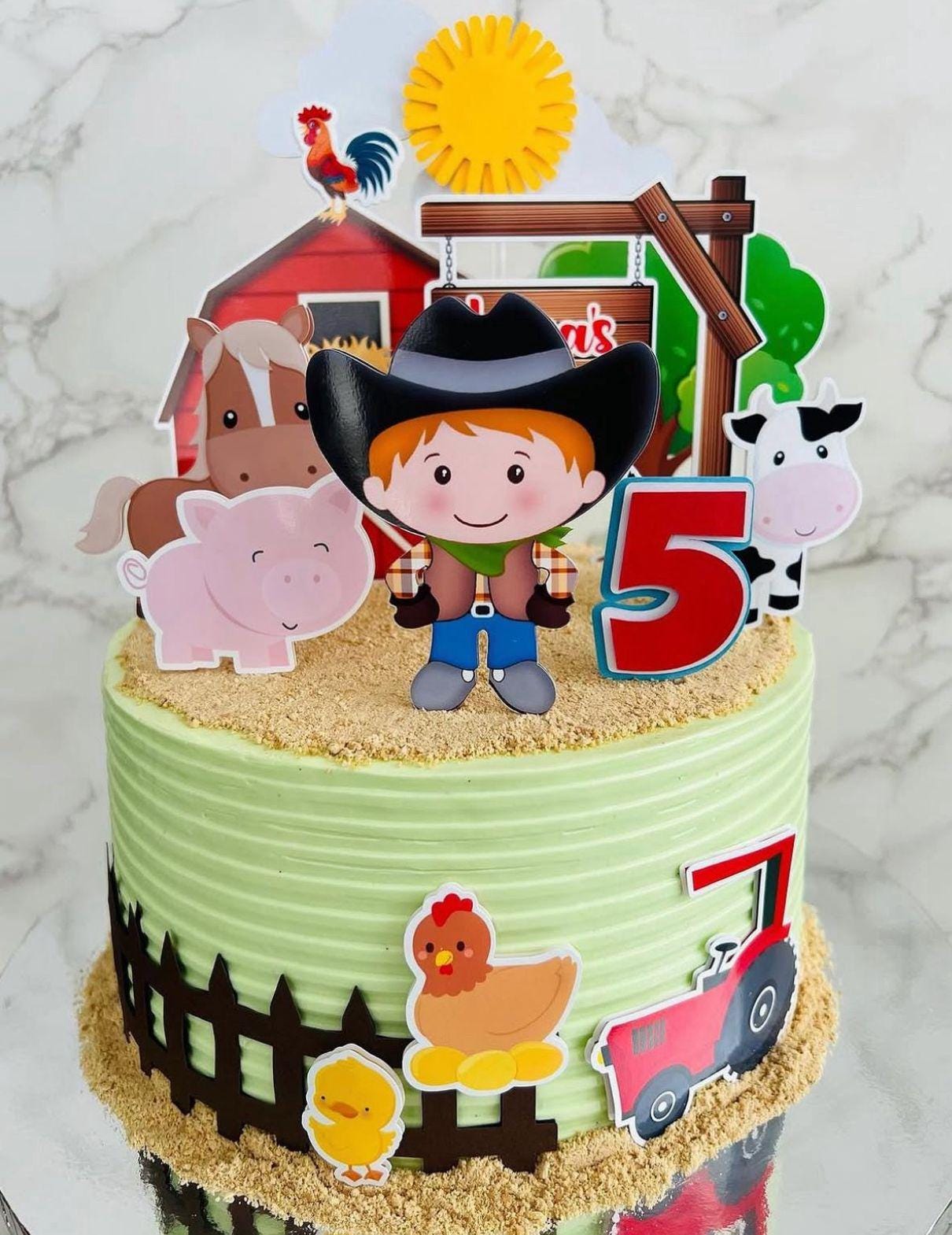 Boy Farmer Cake Topper | Boys Farmer Birthday | Boys Farmer Party Decor | Cute Farmer Cake Topper | Farm Themed Cake Topper