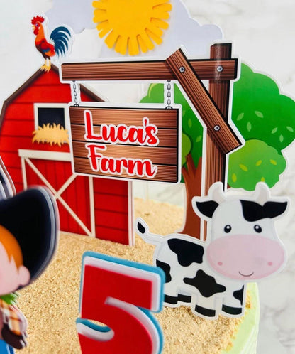 Boy Farmer Cake Topper | Boys Farmer Birthday | Boys Farmer Party Decor | Cute Farmer Cake Topper | Farm Themed Cake Topper