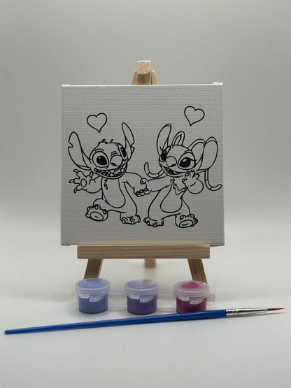 Stitch and Angel Party Favour Mini Colouring Canvas | Stitch Angel Party Supplies | Stitch Angel Birthday | Stitch & Angel Party Filler
