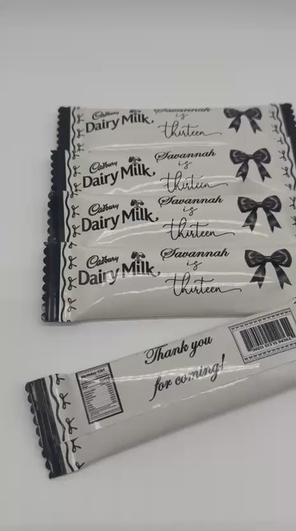 Personalised Black Bow Chocolate Bar | Personalised Black Bow Aesthetic Party Favour