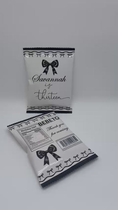 Bebeto Black Bow Aesthetic Birthday | Personalised Harribo Black Bow Birthday | Personalised Black Bow Aesthetic Party Favours