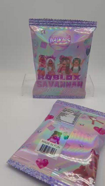 Roblox Girls Chip Bag | Roblox Girls Party Favours | Roblox Girls Personalised Party Supplies | Roblox Girls Chips | Roblox Girls Party Filler | Roblox Girls Birthday