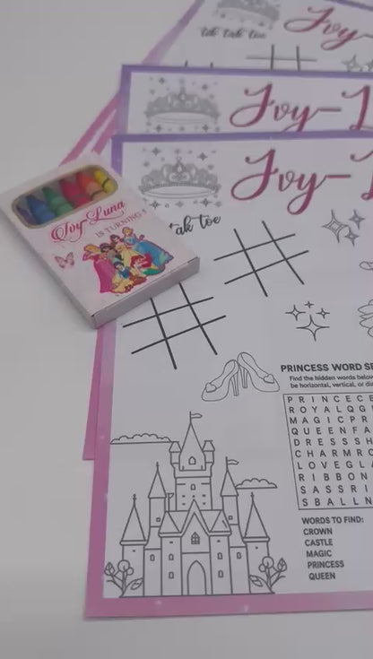 Disney Princess Activity Set | Disney Princess Personalised Activity Sheet | Disney Princess Personalised Crayons | Disney Princess Kids Placemat | Disney Princess Fun Activities | Disney Princess Table Decor | Disney Princess Cute Activity Ideas