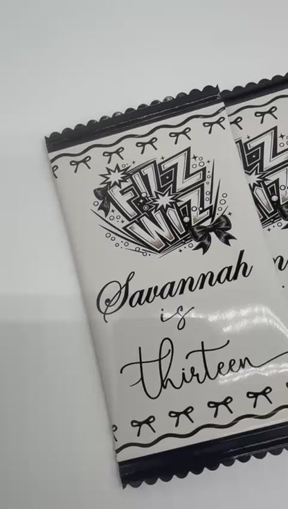 Popping Candy Fiz Wiz Black Bow Aesthetic Party Favour | Fiz Wiz Personalised Party Favour