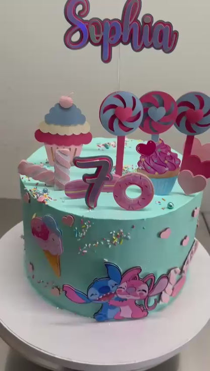 Stitch and Angel Cake Topper | Lilo and Stitch Birthday Party Decoration | Cute Couple Theme Cake Decor | Personalised Stitch and Angel Party Supplies | Disney Birthday Ideas