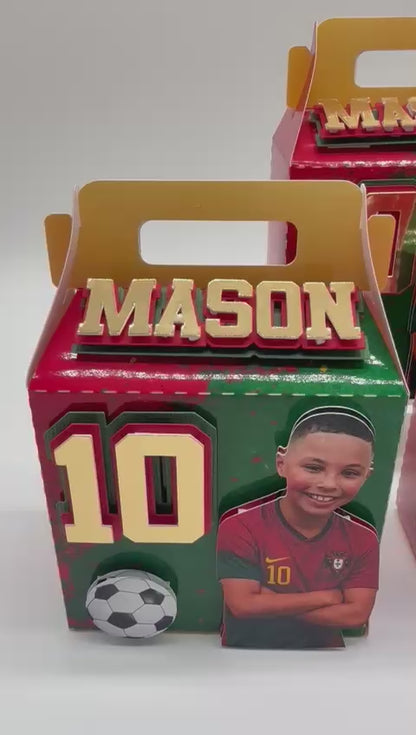 Portugal Football Favor Box | Portugal Football Birthday Party | Personalised Football Treat Box | Football Party Decor