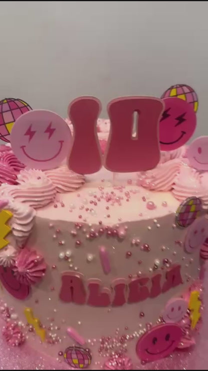 Preppy Cake Topper | Preppy Smiley Face Cake Topper | Groovy Preppy Smiley Cake Ideas | Preppy Birthday Ideas | Double Digits Cake Topper | Preppy Party Ideas | Smiley Face Cake Ideas | Smiley Face Party Decor