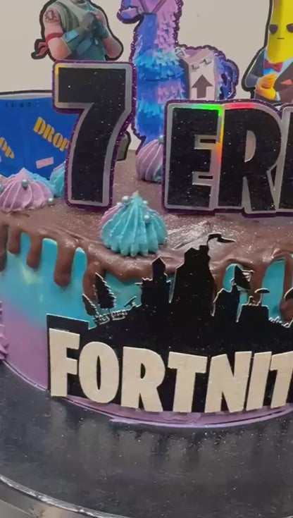 Fortnite Cake Topper | Gamer Birthday Party Decoration | Battle Royale Theme Cake Decor | Personalised Fortnite Party Supplies | Video Game Birthday Ideas