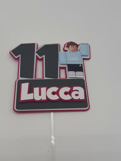 Roblox Cake Topper | Boys Birthday Party Decoration | Personalised Roblox Party Supplies | Video Game Birthday Ideas (Copy)