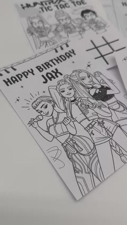 Kpop Demon Hunters Colouring Sheets | Kpop Demon Hunters Party Favours | Kpop Demon Hunters Party Bag Fillers | Saja Boys Colouring Sheets