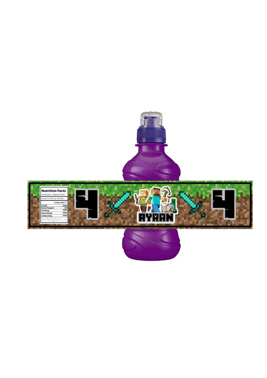 Minecraft fruitshoot label | Water Label | Minecraft Party decor | Minecraft