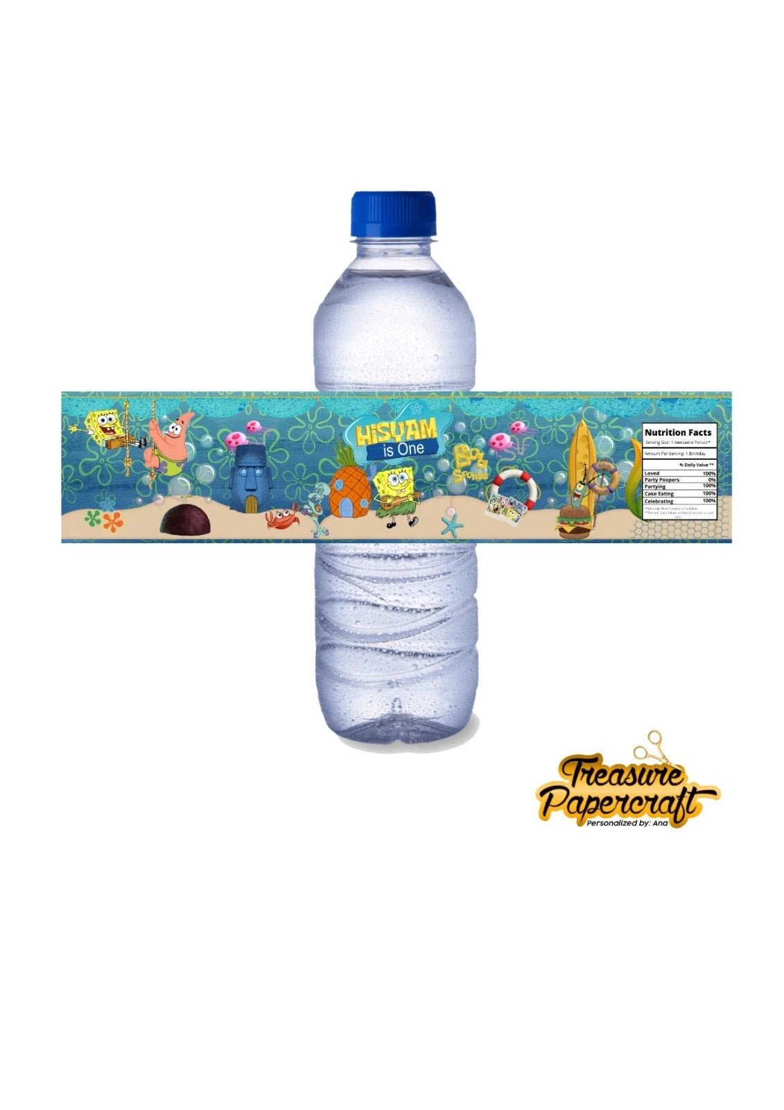 Sponge Bob Square Pants Fruitshoot Label | Water Label Sponge Bob Party Sticker
