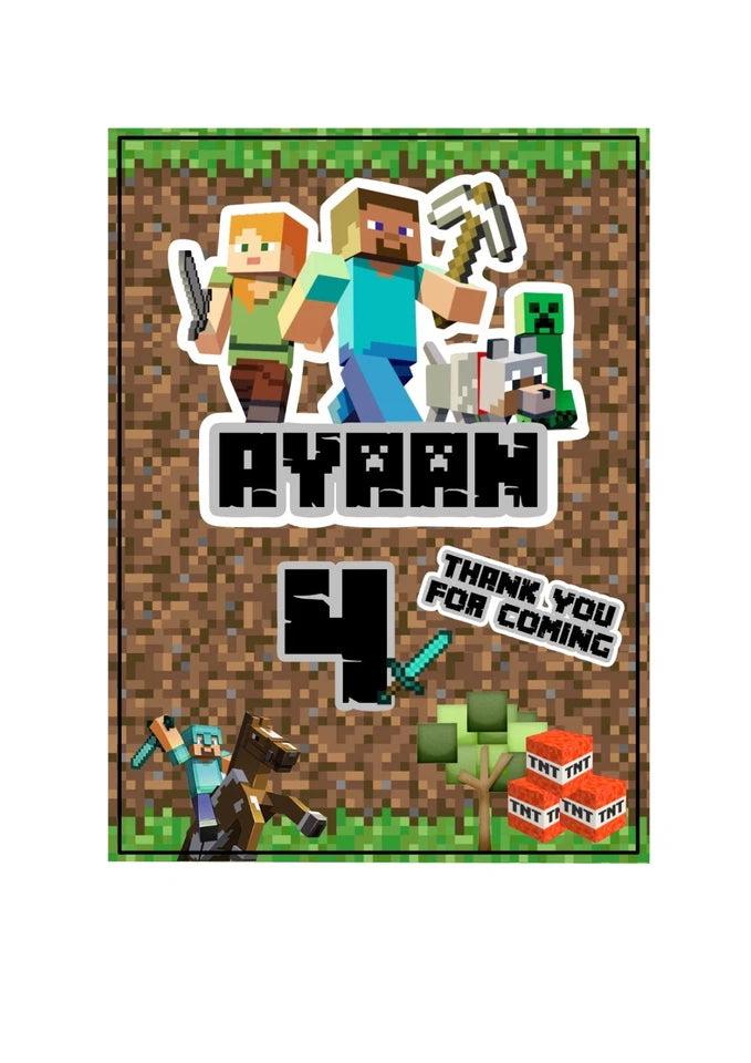 Minecraft Self Adhesive Stickers | Minecraft Stickers | Minecraft Cone Stickers | Minecraft Fruishoot Labels | Minecraft Gable Box Stickers | Minecraft Chipbag Wrapper | Minecraft Skittles Wrapper | Minecraft Party Bag Sticker